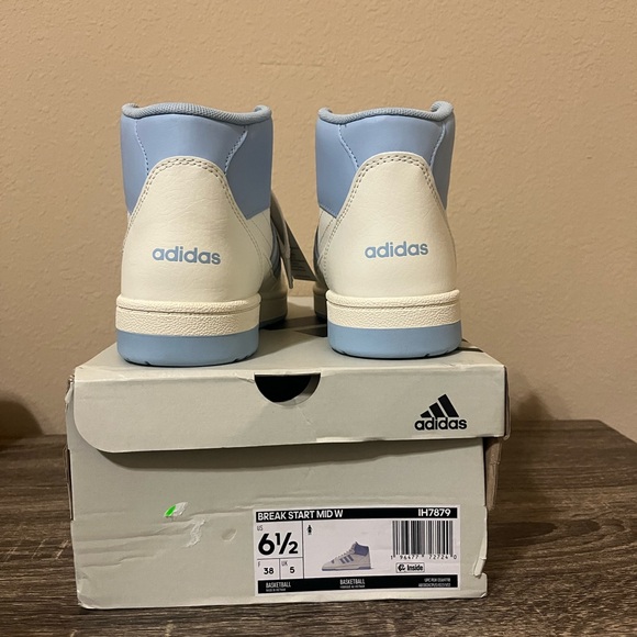 Adidas White and Light Blue High-Tops - Picture 3 of 4